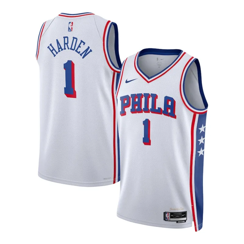 James Harden Philadelphia 76ers Maillot Swingman Unisexe - Édition Association - Blanc