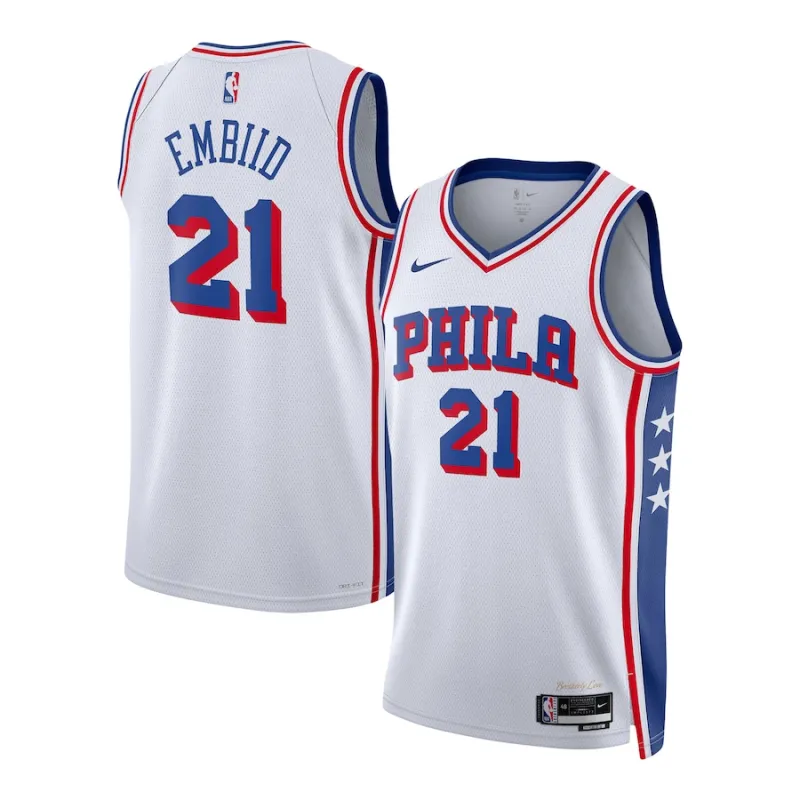 Joel Embiid Philadelphia 76ers Maillot Swingman Unisexe - Édition Association - Blanc