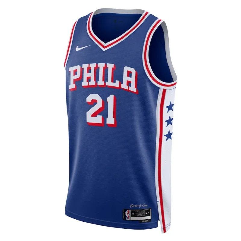 Joel Embiid Philadelphia 76ers Maillot Swingman pour Jeunes - Édition Icône - Bleu Royal