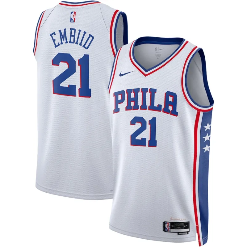 Joel Embiid Philadelphia 76ers Maglia Swingman Unisex - Edizione Associazione - Bianco