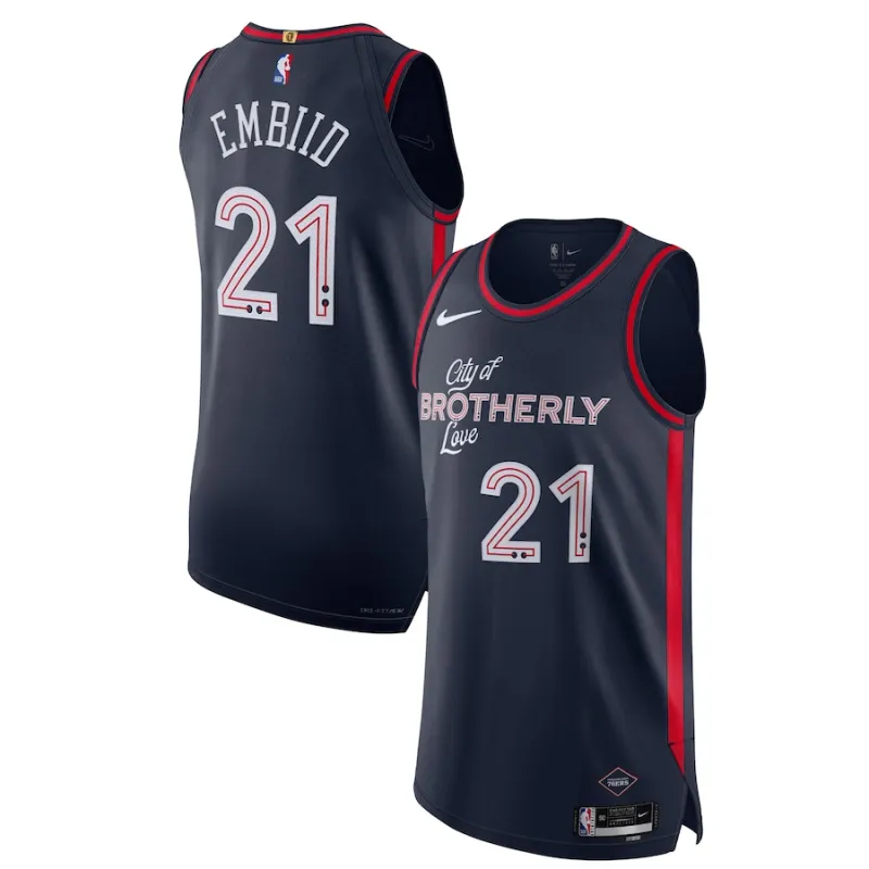 Joel Embiid Philadelphia 76ers Maillot de Réplique - Édition Ville - Bleu Marine