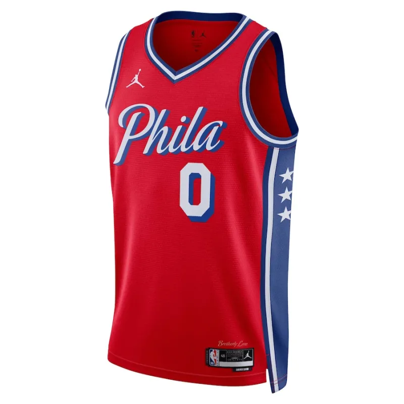 Tyrese Maxey Philadelphia 76ers Jordan Brand Unisex Swingman Jersey - Statement Edition - Red