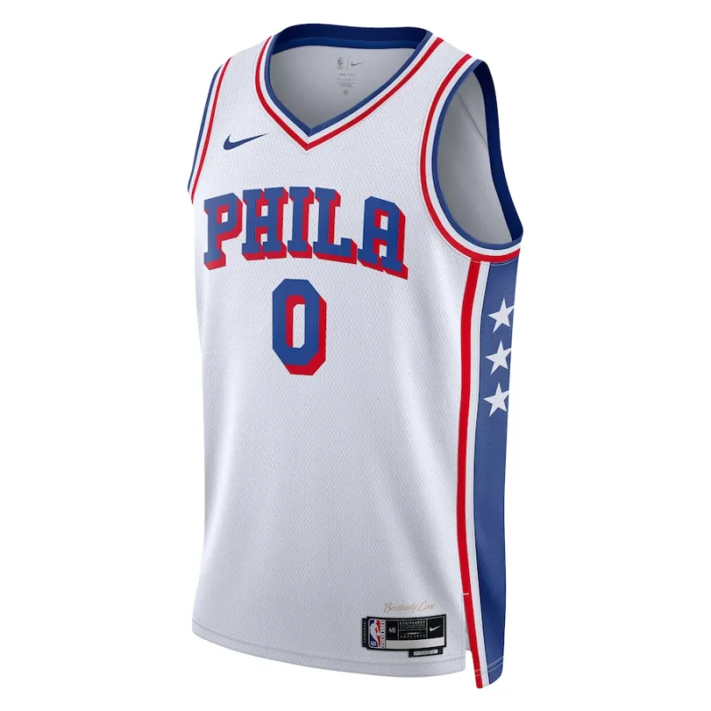 Tyrese Maxey Philadelphia 76ers Maillot Swingman Unisexe - Édition Association - Blanc