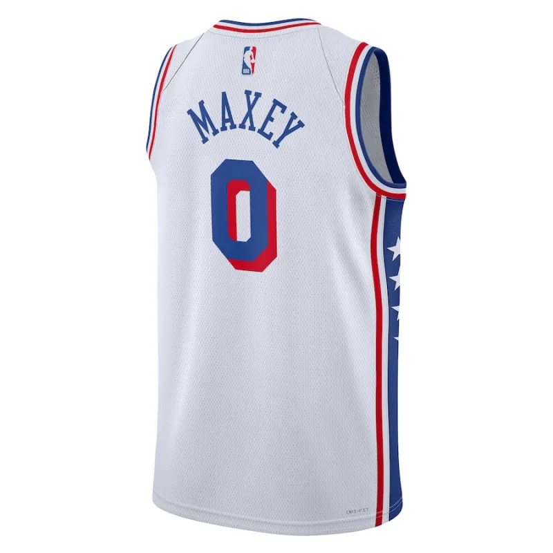 Tyrese Maxey Philadelphia 76ers Maillot Swingman Unisexe - Édition Association - Blanc