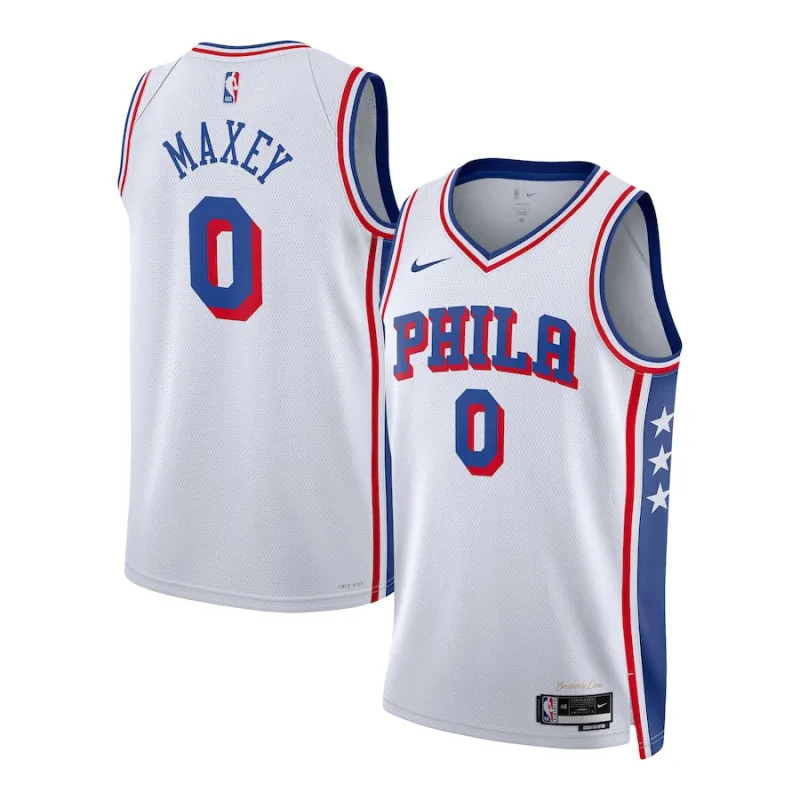 Tyrese Maxey Philadelphia 76ers Maillot Swingman Unisexe - Édition Association - Blanc
