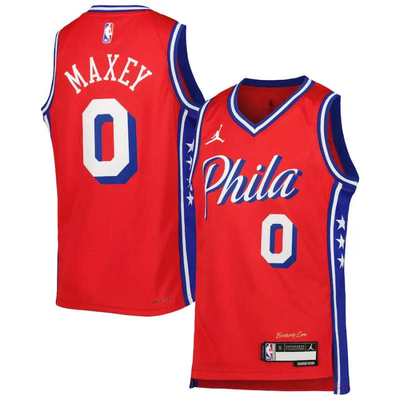 Tyrese Maxey Philadelphia 76ers Maglia Swingman per Giovani della Marca Jordan - Edizione Dichiarazione - Rosso