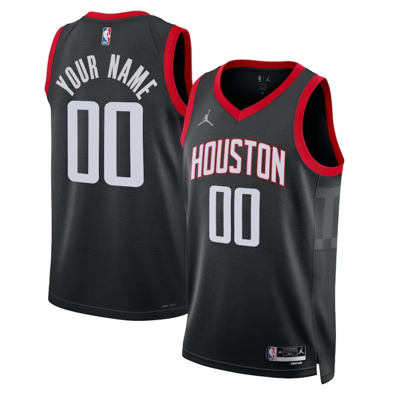 Houston Rockets, Unisex-Personalisiertes Fan-Trikot für die Saison 2022/23, Statement Edition, Schwarz