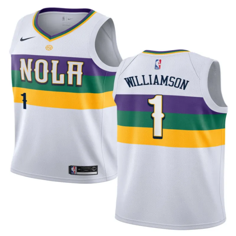 Zion Williamson. New Orleans Pelicans. Édition de la ville 2018/19. Blanc