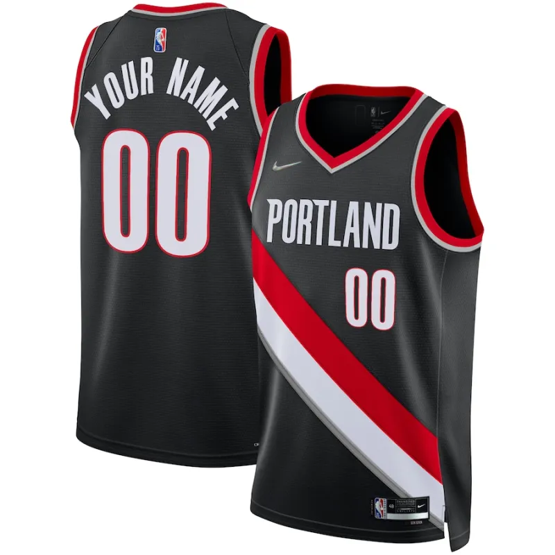 Portland Trail Blazers Maillot personnalisé 2021/22, Édition icône, Noir