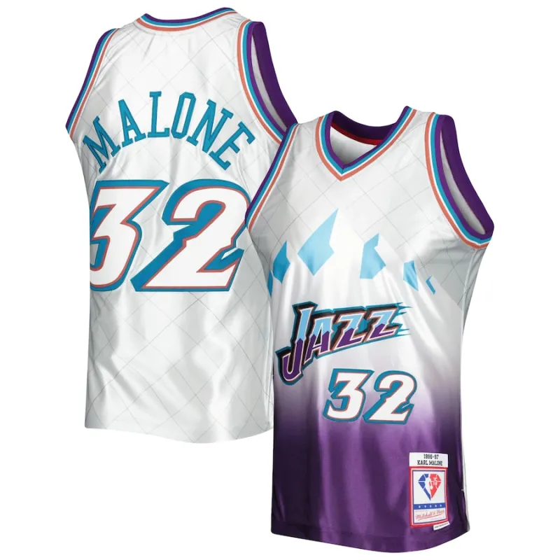 Karl Malone Utah Jazz 1996/97 Classic 75th Anniversary Edition, White