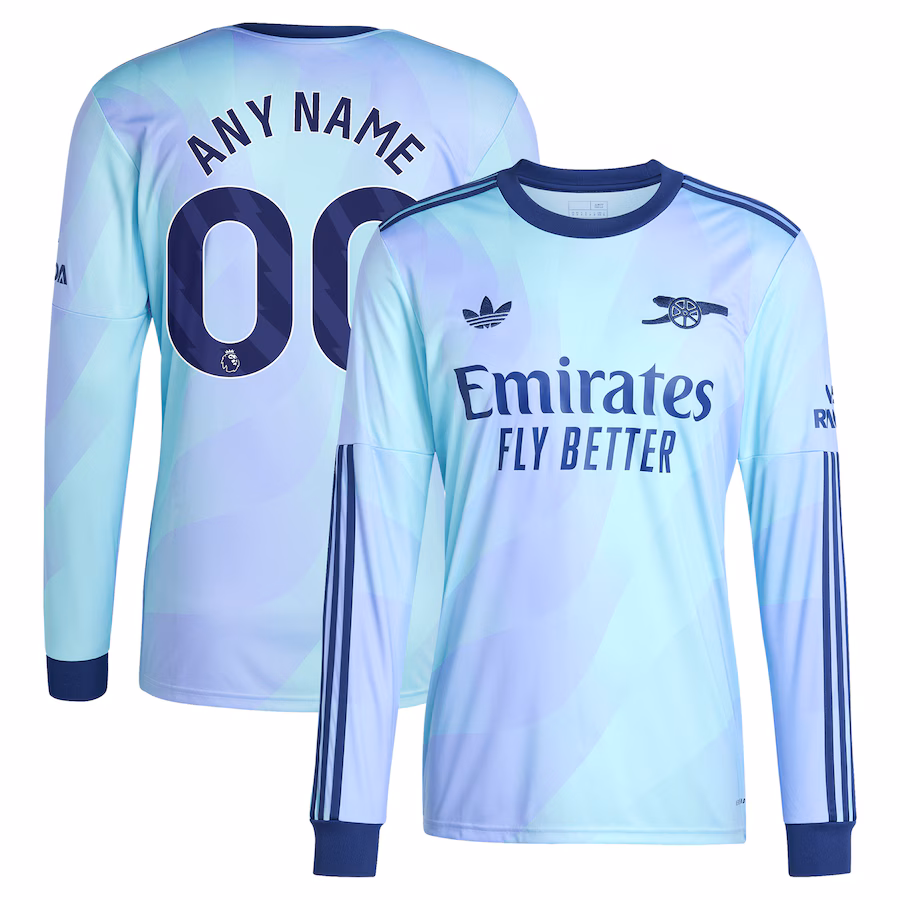 Arsenal 2024/25 Third Replica Long Sleeve Jersey - Fan Version (Aqua)