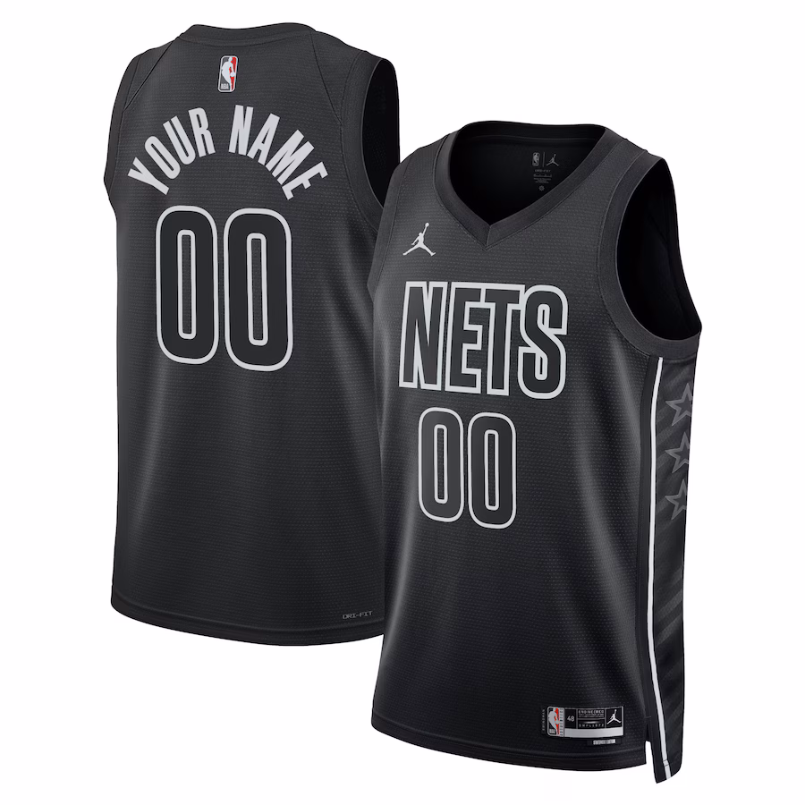 Brooklyn Nets, Unisex, 2022/23 Season Swingman Custom Jersey - Statement Edition - Black
