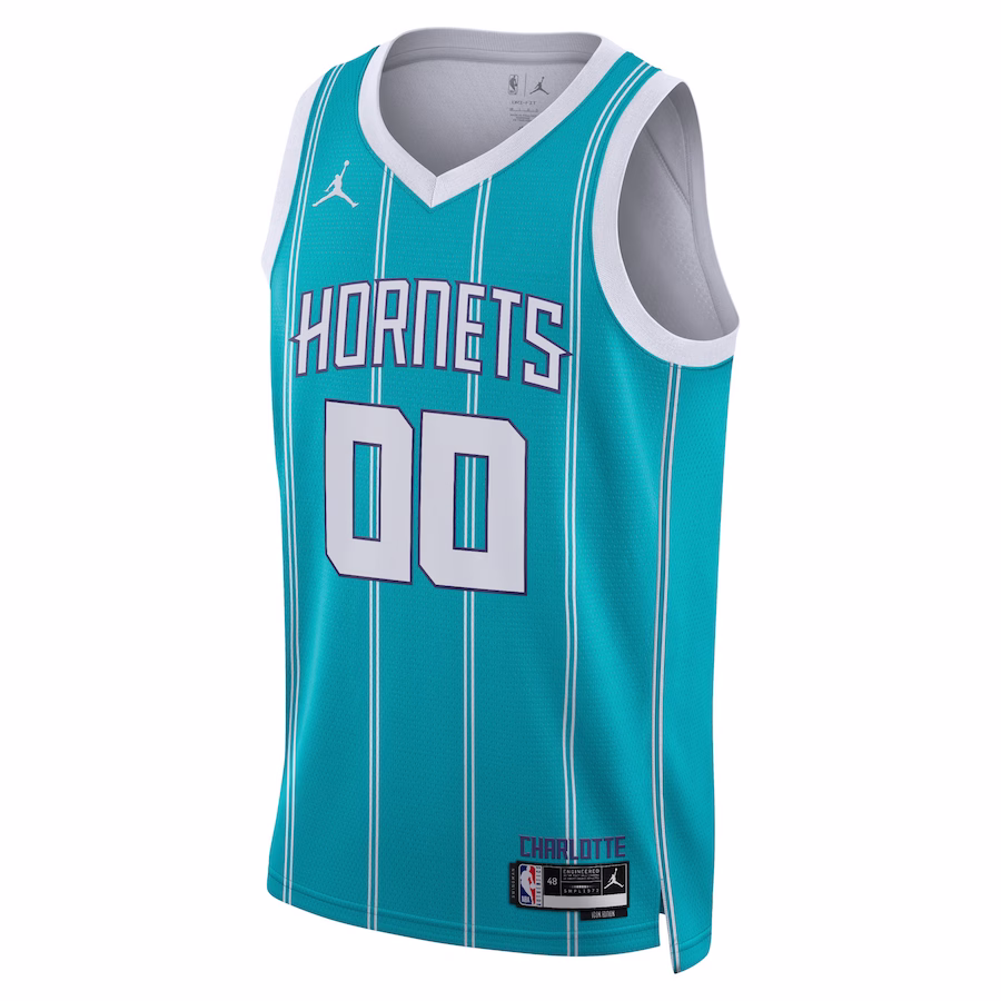 Maillot personnalisé Swingman uni-sexe de Jordan Brand des Charlotte Hornets - Édition Icône - Teal
