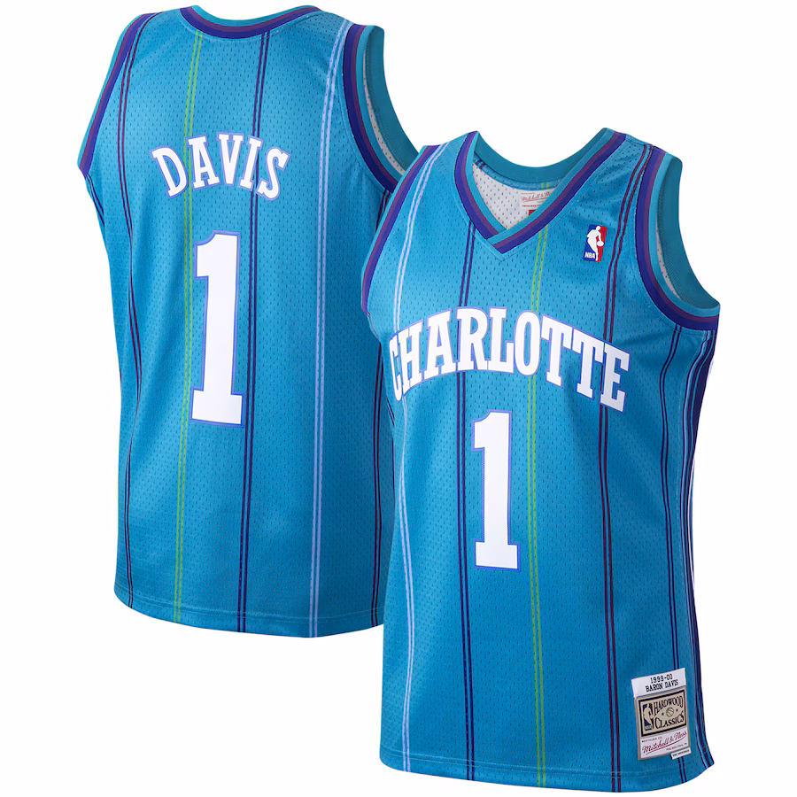 Baron Davis Charlotte Hornets Mitchell & Ness 1999/00 Hardwood Classics Swingman Jersey