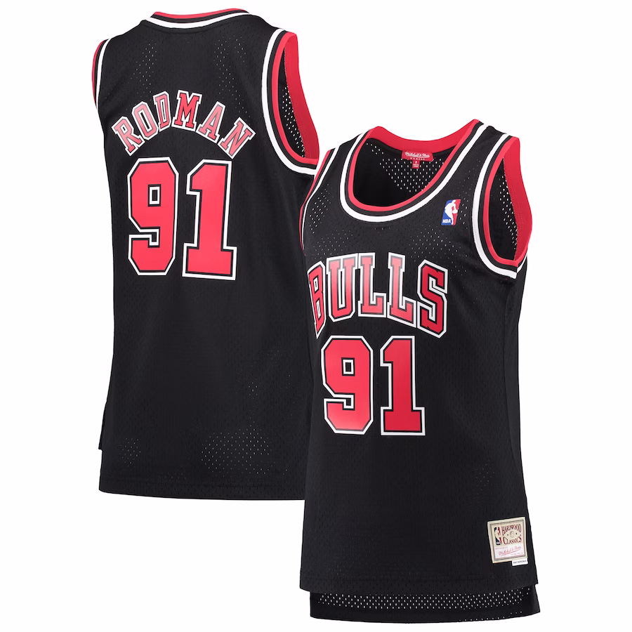 Dennis Rodman Chicago Bulls Mitchell & Ness Women's Classic Hardwood Swingman Jersey - Black