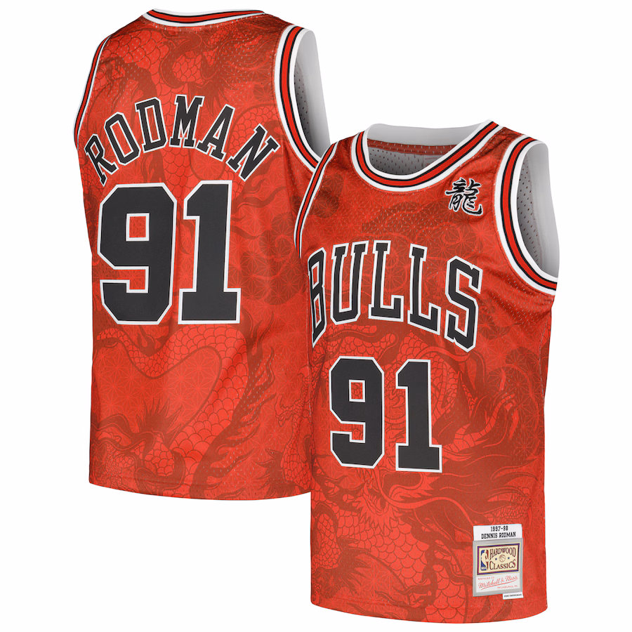 Dennis Rodman Chicago Bulls Mitchell & Ness 1997/98 Hardwood Classics Asian Heritage 6.0 Swingman Retro Jersey