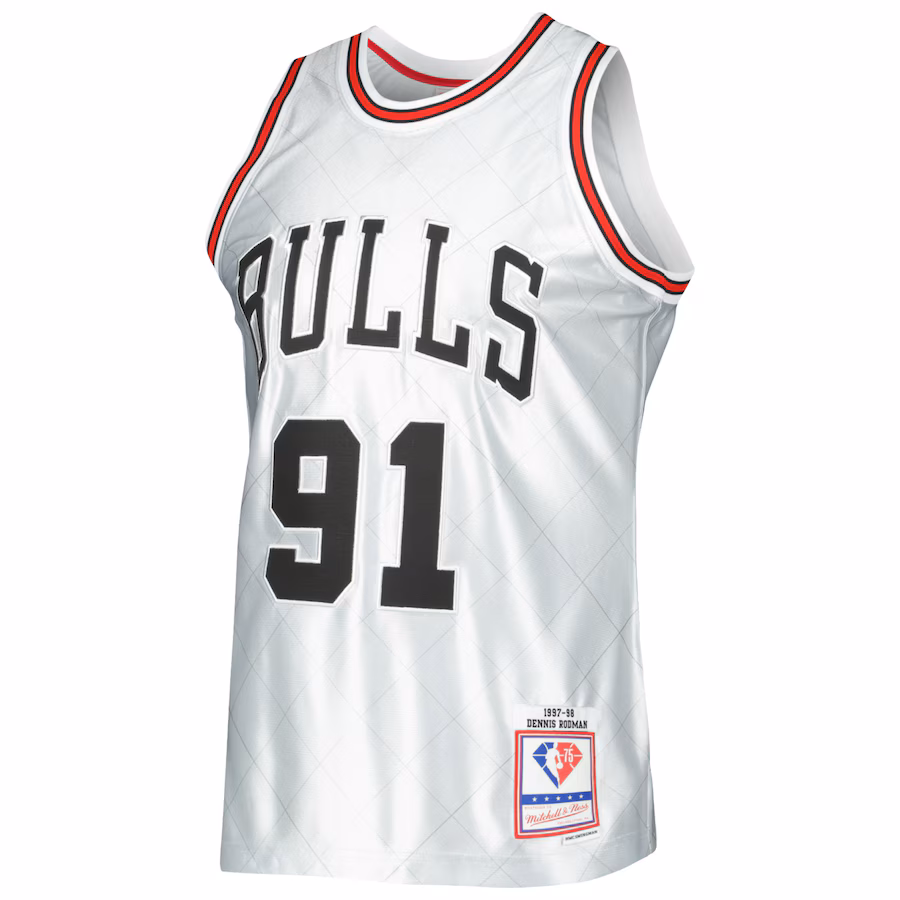 Dennis Rodman Chicago Bulls Mitchell & Ness 1997/98 Classic 75th Anniversary Swingman Jersey - Platinum