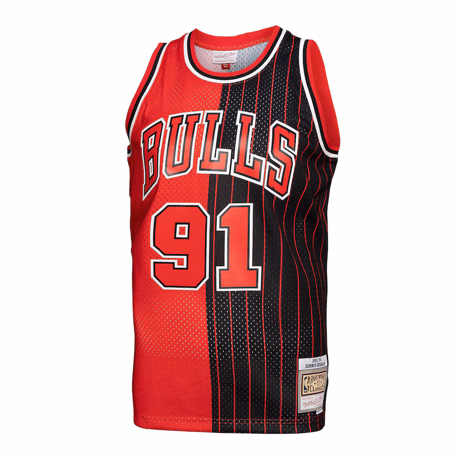 Dennis Rodman Chicago Bulls Mitchell & Ness Big & Tall Hardwood Classics 1995/96 Split Swingman Jersey