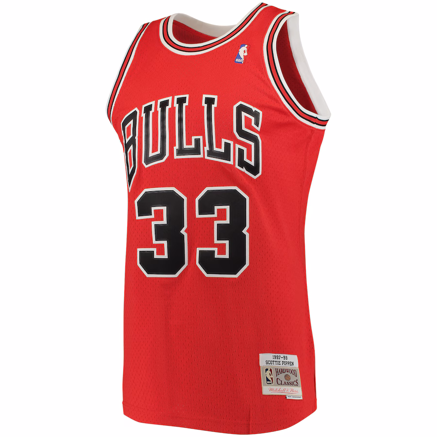 Scottie Pippen Camiseta Swingman de los Hardwood Classics 1997/98 Big & Tall (Grandes y de Gran Altura) de los Chicago Bulls Mitchell & Ness - Rojo
