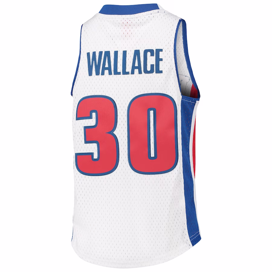 Camiseta Rasheed Wallace Detroit Pistons Mitchell & Ness juvenil 2003/04 Hardwood Classics Swingman
