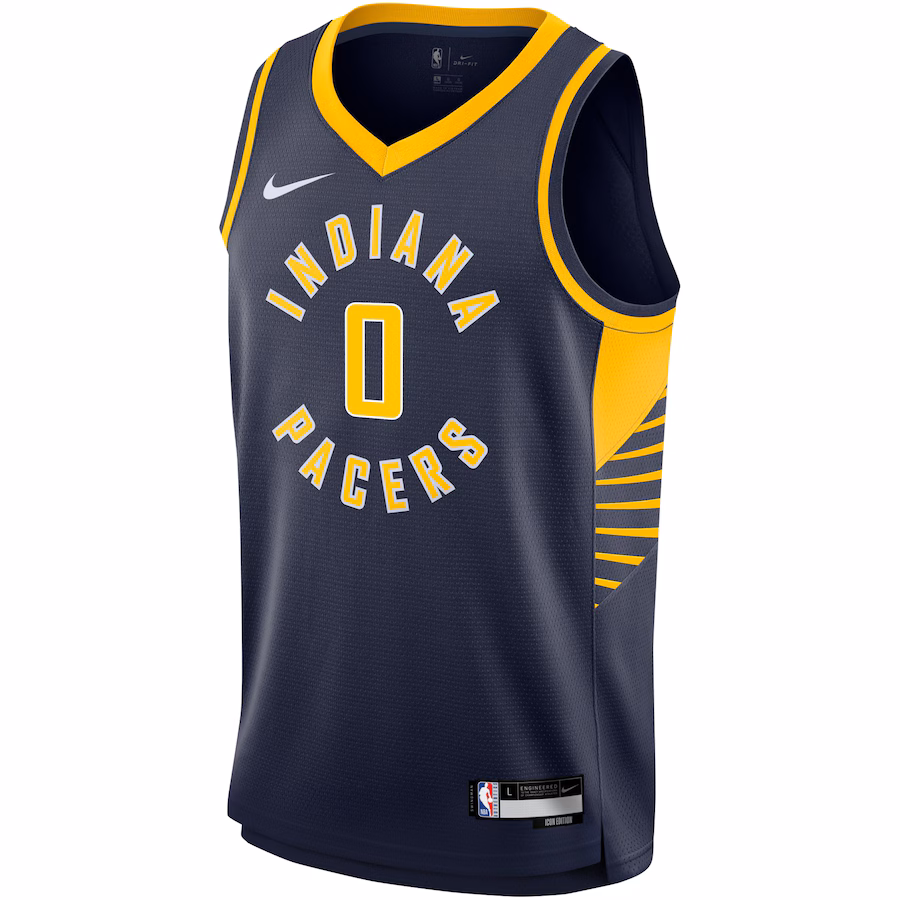 Tyrese Haliburton, Camiseta Swingman para jóvenes de los Indiana Pacers - Edición Ícono - Azul marino