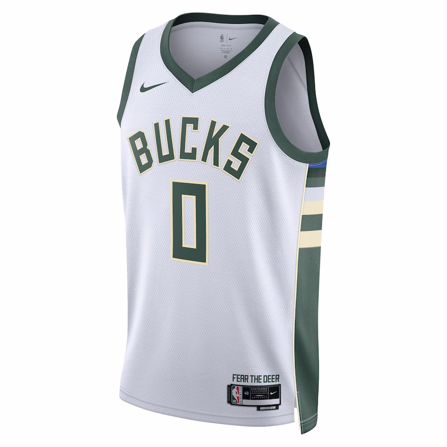 Damian Lillard, Milwaukee Bucks Unisex Fear The Deer Swingman Player Jersey - Association Edition - White
