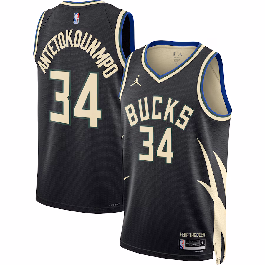 Giannis Antetokounmpo, Milwaukee Bucks Jordan Brand Men's and Women's Swingman Jersey - Statement Edition - Black
