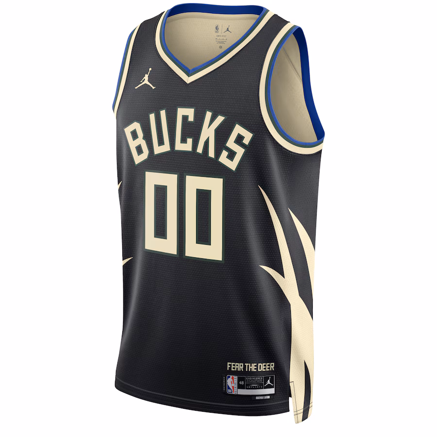 Milwaukee Bucks Jordan Brand Unisex Swingman maßgeschneidertes Trikot der Saison 2022/23 - Statement-Edition - Schwarz