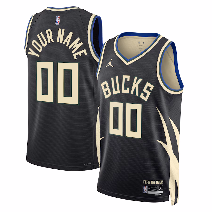 Milwaukee Bucks Jordan Brand Unisex 2022/23 Season Swingman Custom Jersey - Statement Edition - Black
