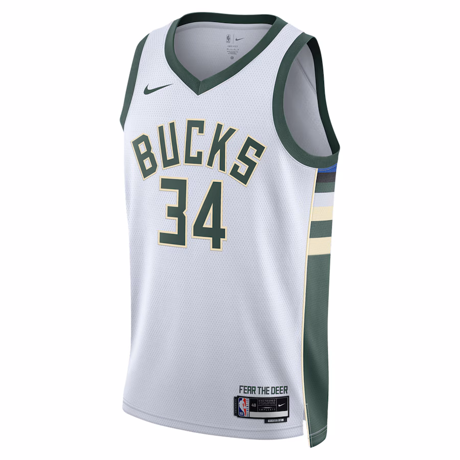 Giannis Antetokounmpo, Maillot Swingman unisexe des Milwaukee Bucks - Édition Association - Blanc