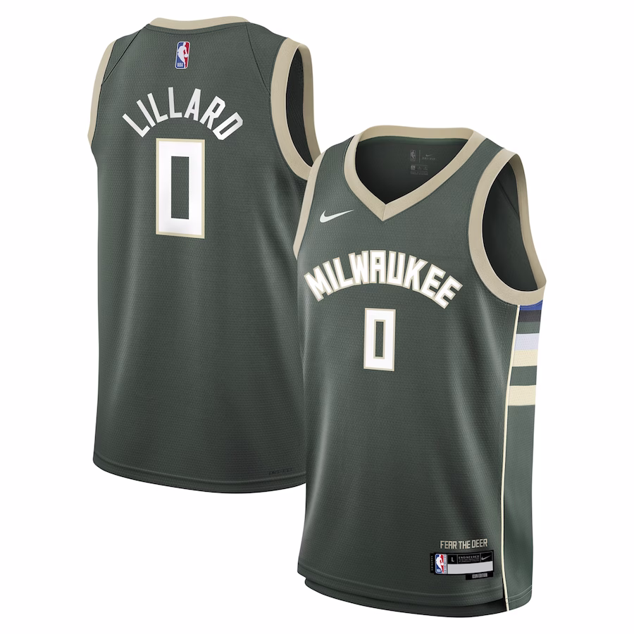 Damian Lillard, Milwaukee Bucks Youth Swingman Jersey - Icon Edition - Hunter Green