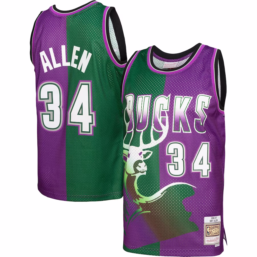 Ray Allen Bucks Mitchell & Ness 1996-97 HWC Swingman Jersey