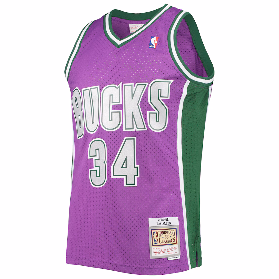 Ray Allen, Maillot Swingman des Hardwood Classics 2001/02 de Mitchell & Ness des Milwaukee Bucks - Violet