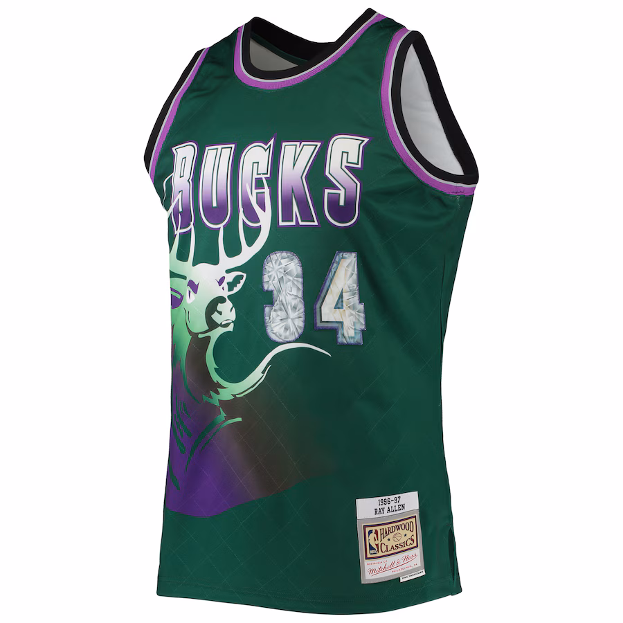 Ray Allen Milwaukee Bucks Mitchell & Ness Hardwood Classics 1996/97 NBA 75th Anniversary Diamond Jersey