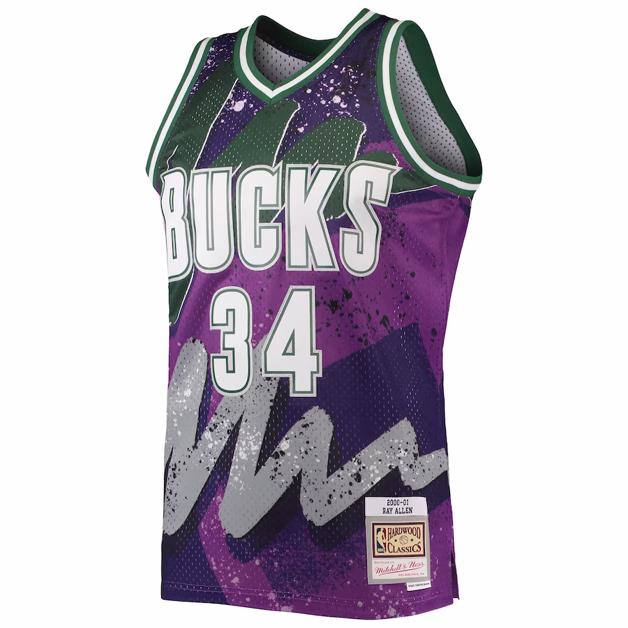 Ray Allen, Milwaukee Bucks Mitchell & Ness Hardwood Classics 2000/01 Hyper Hoops Swingman Jersey - Purple