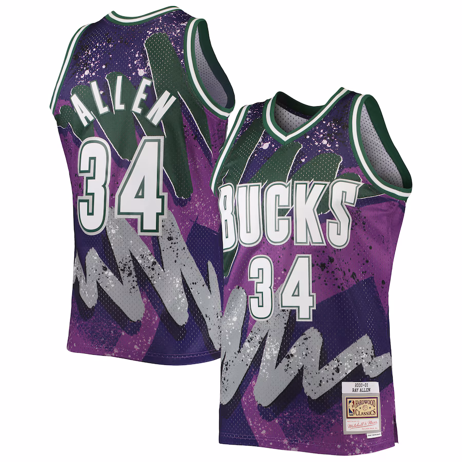 Ray Allen, Milwaukee Bucks Mitchell & Ness Hardwood Classics 2000/01 Hyper Hoops Swingman Jersey - Purple