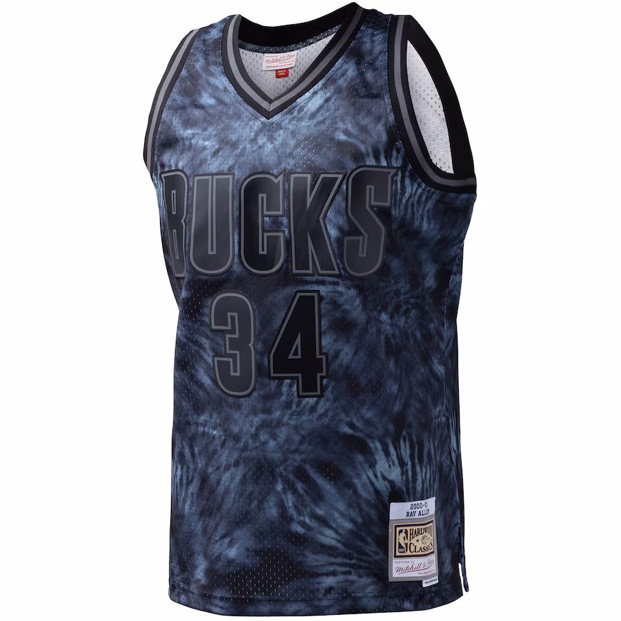 ay Allen, Milwaukee Bucks Mitchell & Ness Hardwood Classics 1996/97 Tie-Dye Swingman Jersey - Black
