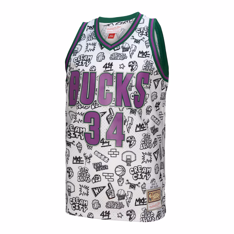 Ray Allen, Milwaukee Bucks Mitchell & Ness 2000/01 Swingman Jersey - White