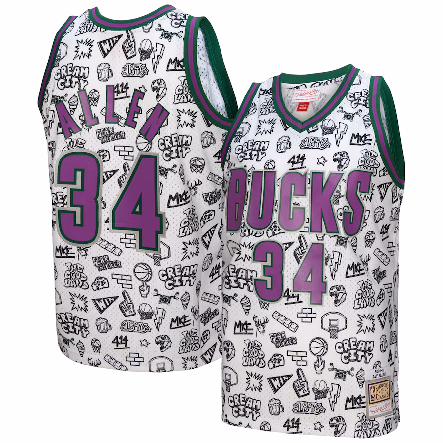 Ray Allen, Milwaukee Bucks Mitchell & Ness 2000/01 Swingman Jersey - White