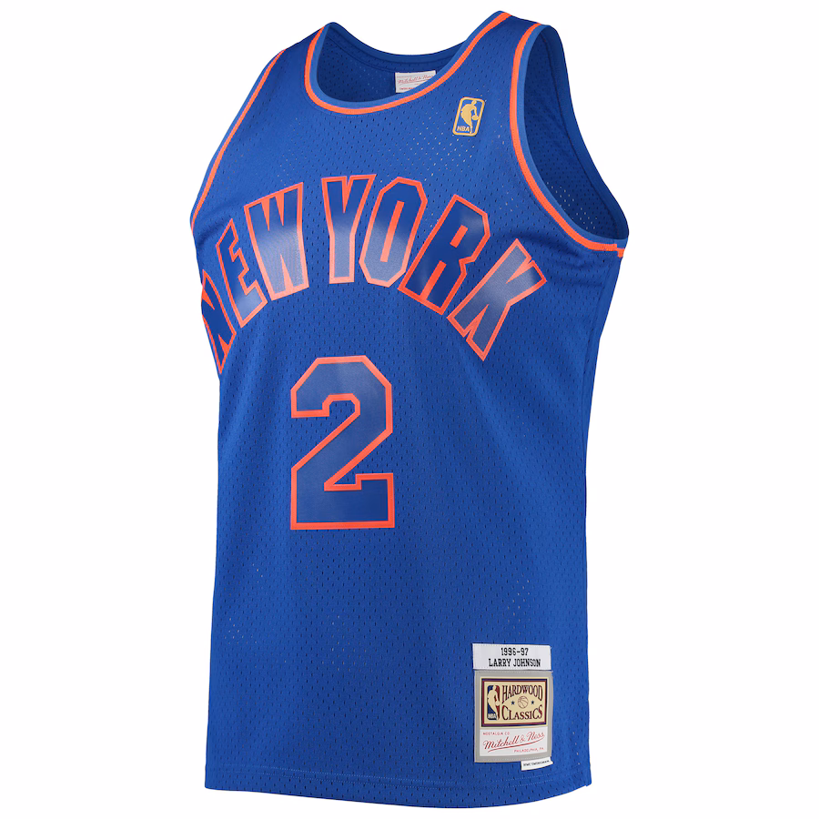 Larry Johnson New York Knicks Mitchell & Ness 1996/97 Hardwood Classics Fan Jersey Blue