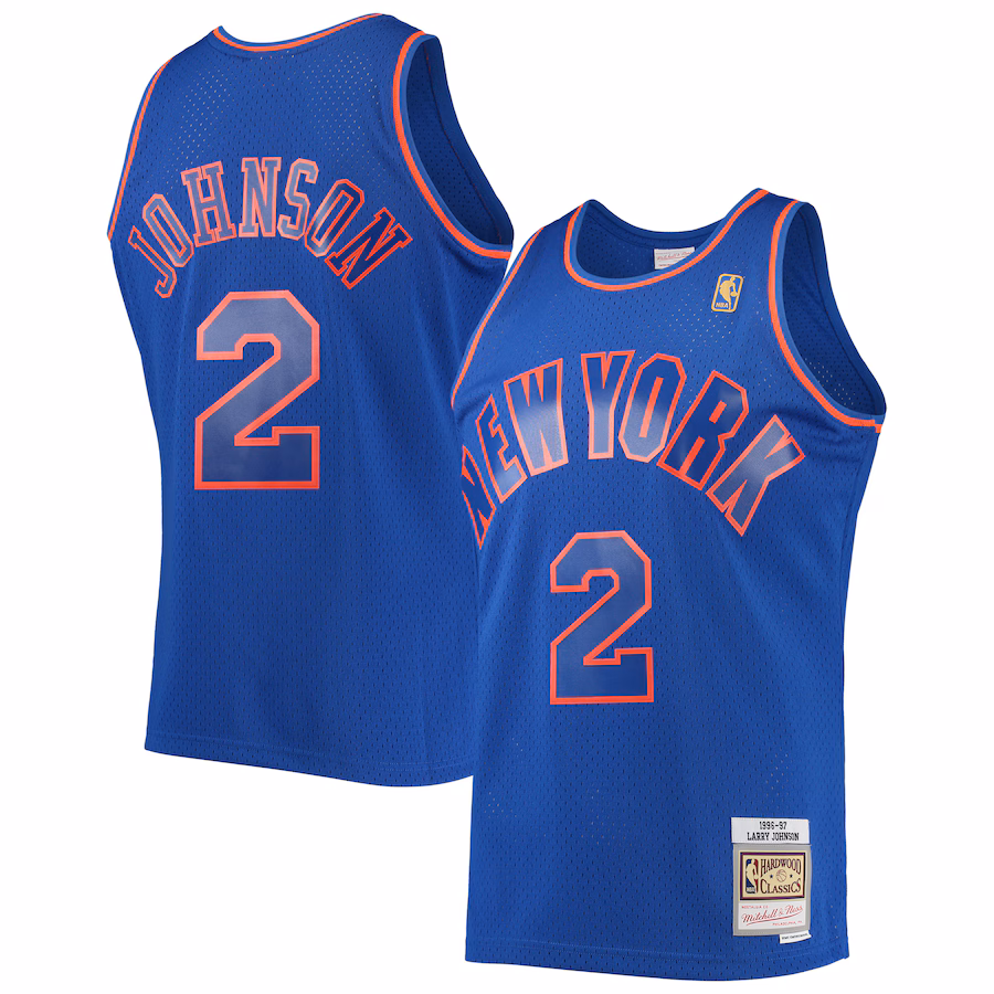 Larry Johnson New York Knicks Mitchell & Ness 1996/97 Hardwood Classics Fan Jersey Blue