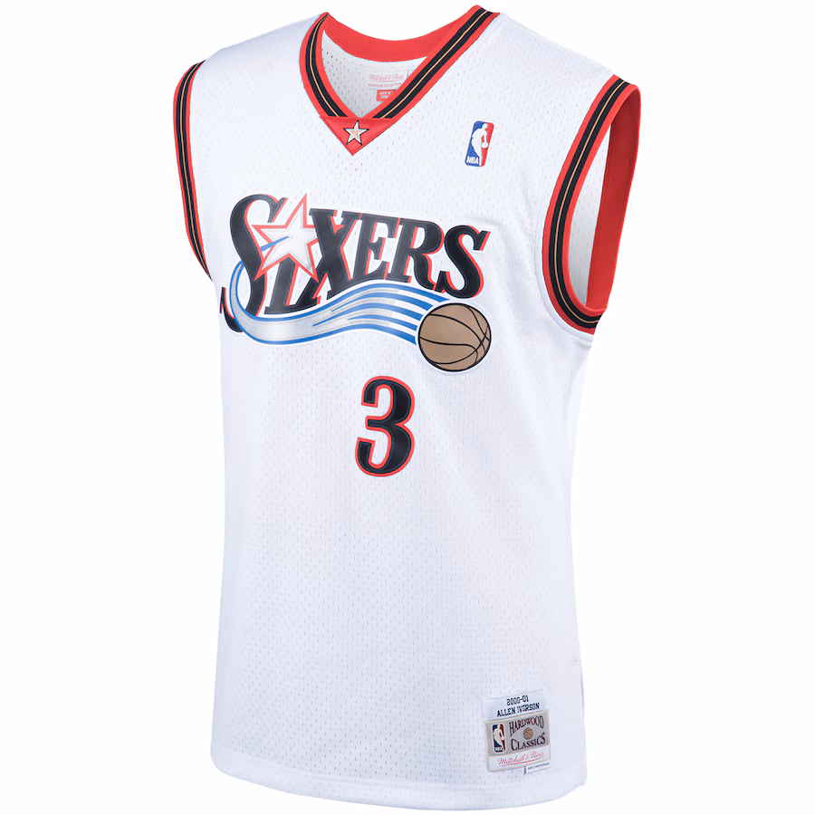 Allen Iverson Philadelphia 76ers Mitchell & Ness Camiseta Swingman de las Clásicas Hardwood - Blanco
