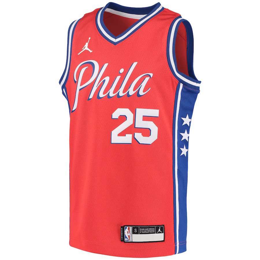 Ben Simmons Philadelphia 76ers Marque Jordan 2020/21 Maillot de Joueur Swingman pour Jeunes - Édition Statement - Rouge