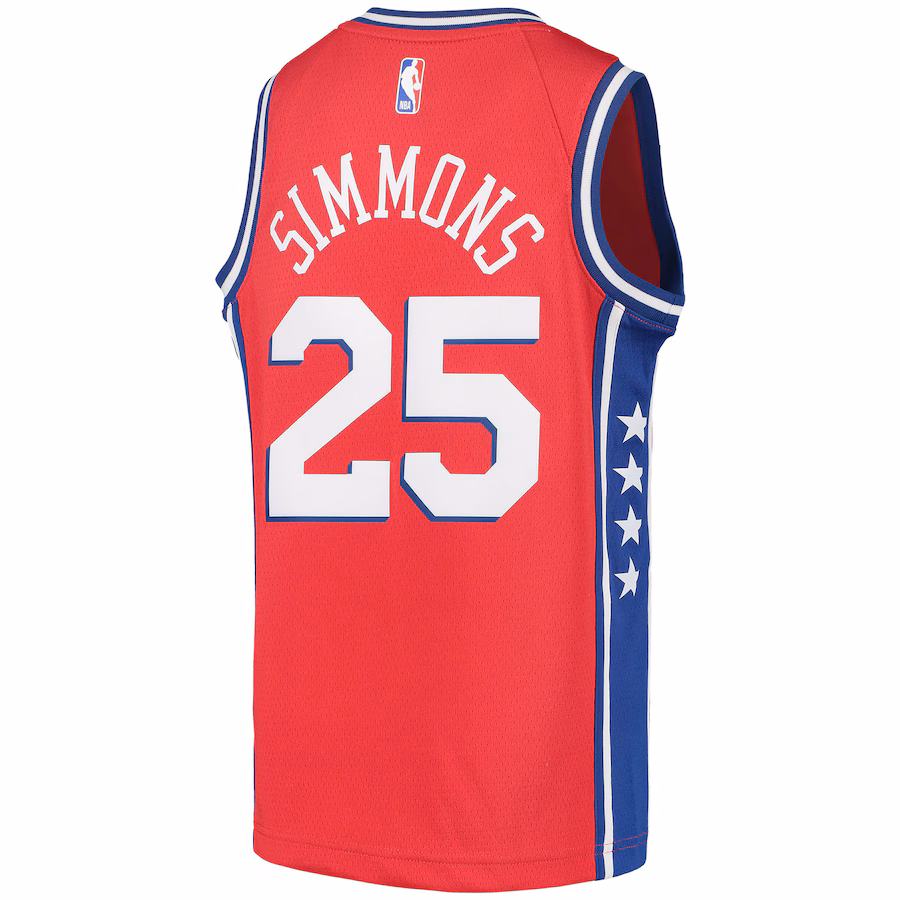 Ben Simmons Philadelphia 76ers Marque Jordan 2020/21 Maillot de Joueur Swingman pour Jeunes - Édition Statement - Rouge