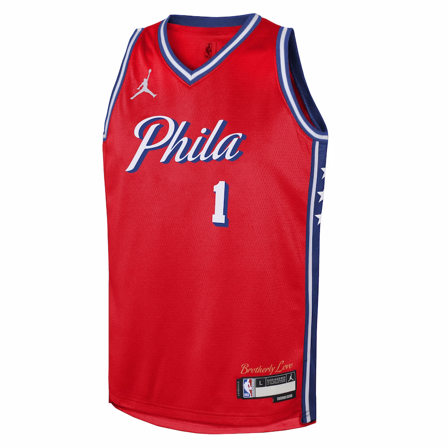 James Harden Philadelphia 76ers Marca Jordan Camiseta Swingman para Jóvenes - Edición Statement - Rojo