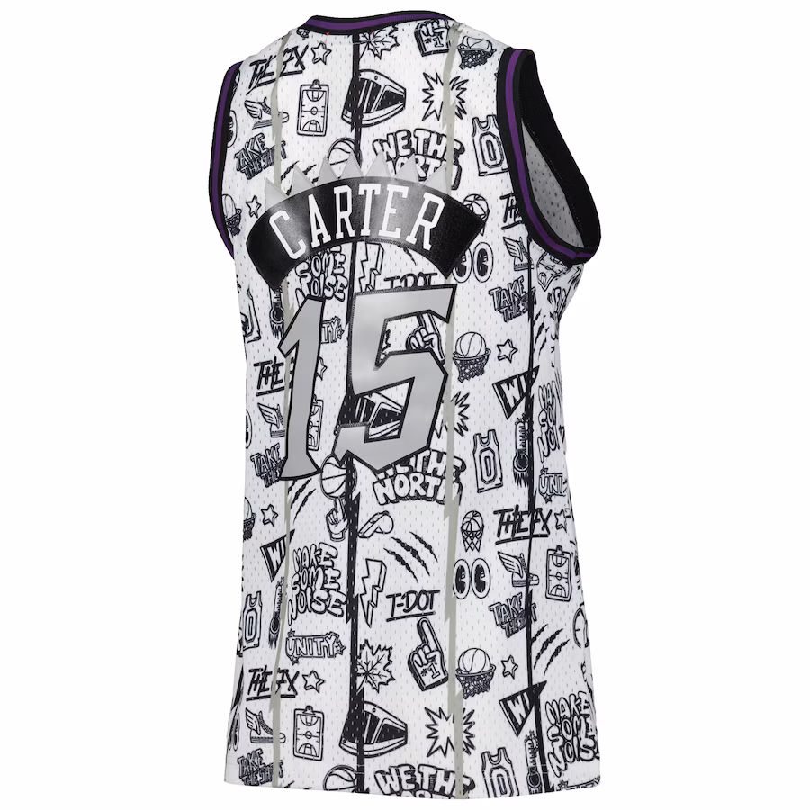 Women's Vince Carter Toronto Raptors Mitchell & Ness 1998 Doodle Swingman Jersey