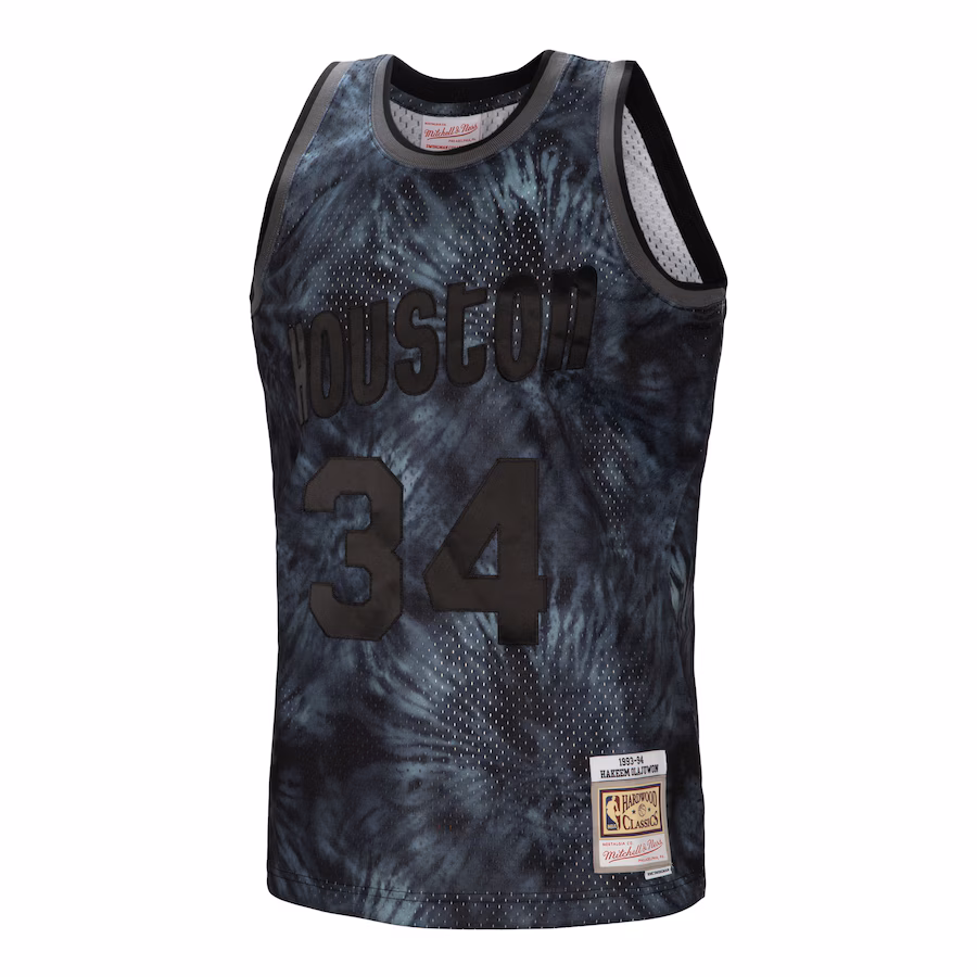 Hakeem Olajuwon, Houston Rockets, 1993/94 Tie-Dye Swingman Jersey, Black