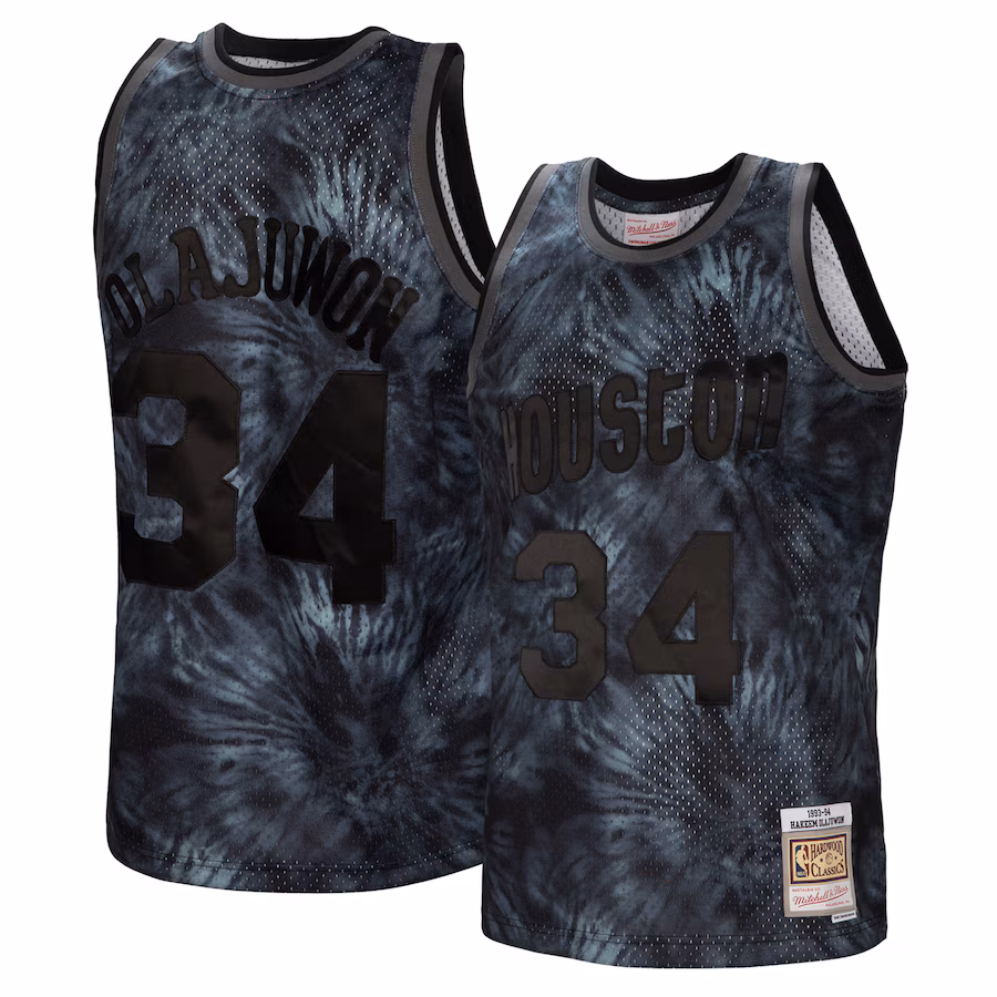 Hakeem Olajuwon, Houston Rockets, 1993/94 Tie-Dye Swingman Jersey, Black
