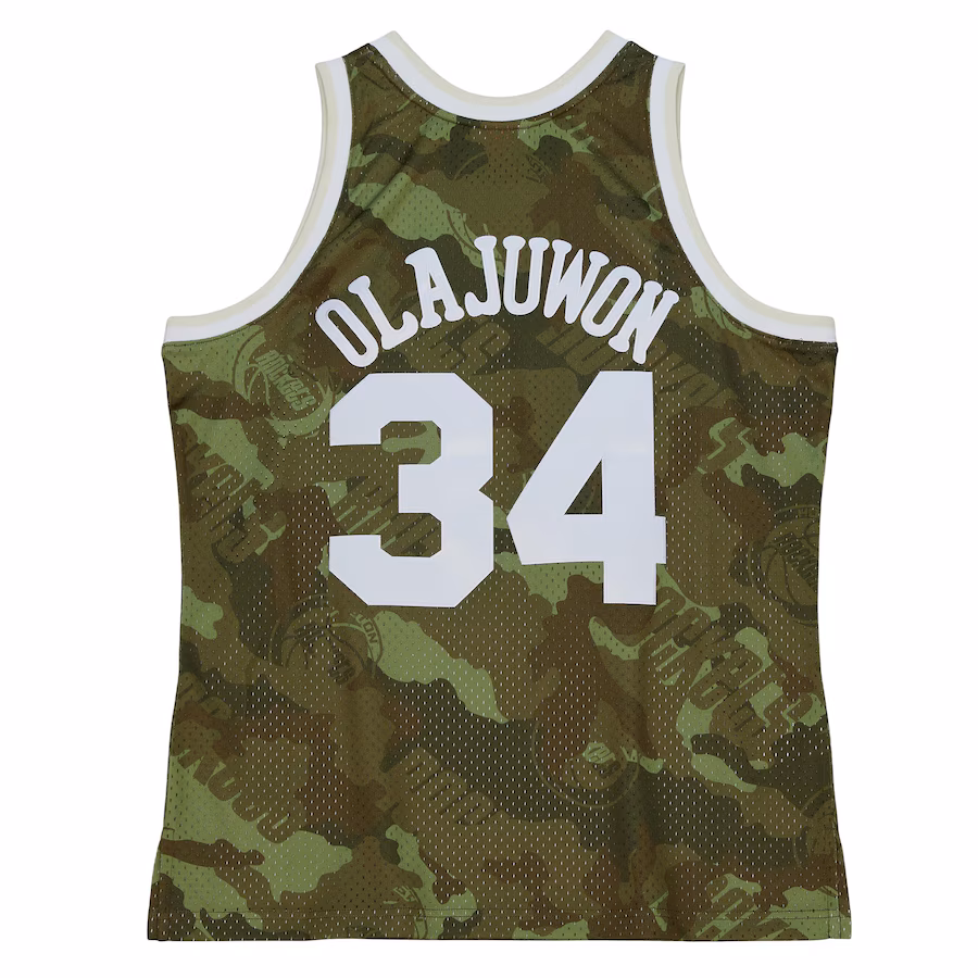 Hakeem Olajuwon, Houston Rockets, 1993/94 Ghost Green Swingman Jersey, Camouflage