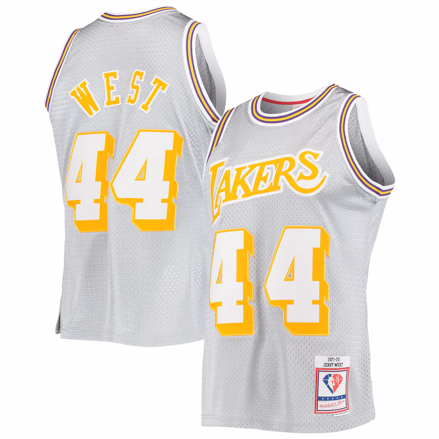 Jerry West, Los Angeles Lakers, 75th Anniversary 1971/72 Classic Wood Grain, Silver
